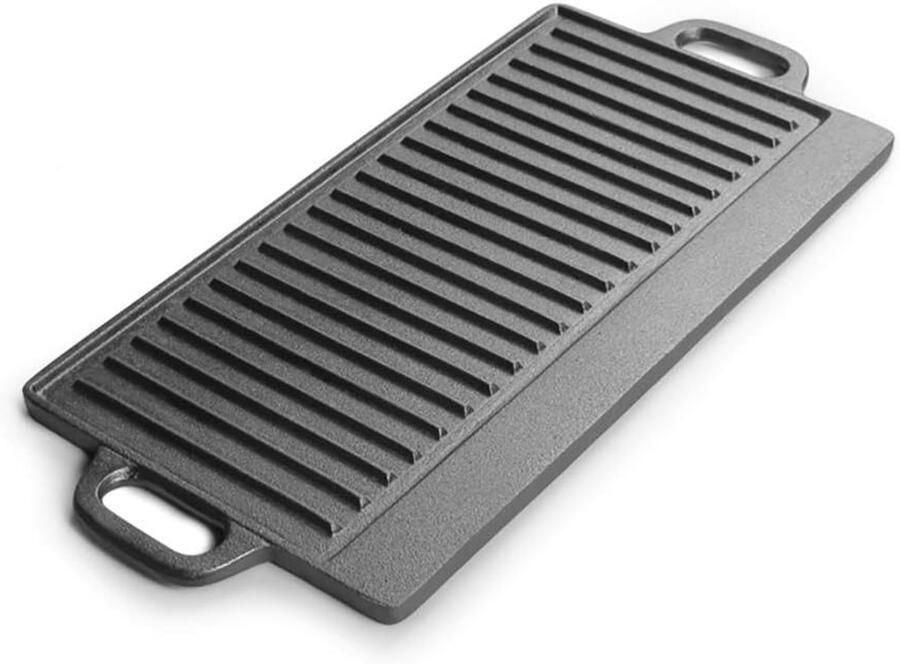 Gietijzeren Pan Omkeerbare Grill Koken en Bakken Vooraf Gekruid 17 x 10 Inch Zwart