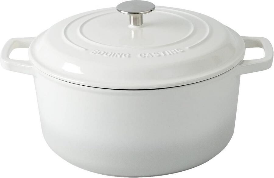 Gietijzeren Pan Oven Pan Stoofgerechten Maken Gelijkmatige Warmte 75 Liter Wit
