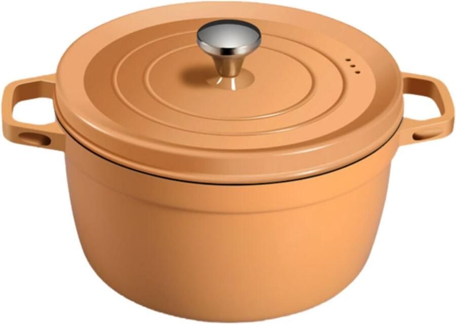 Gietijzeren Pan Ovenpan Stoofpan Langzaam Garen Gelijkmatige Warmteverdeling 24 cm Geel