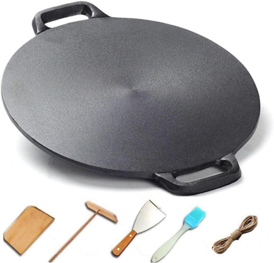 Gietijzeren Pan Platte Koekenpan Crêpes Bakken Antiaanbak Eigenschappen 30 Cm Zwart