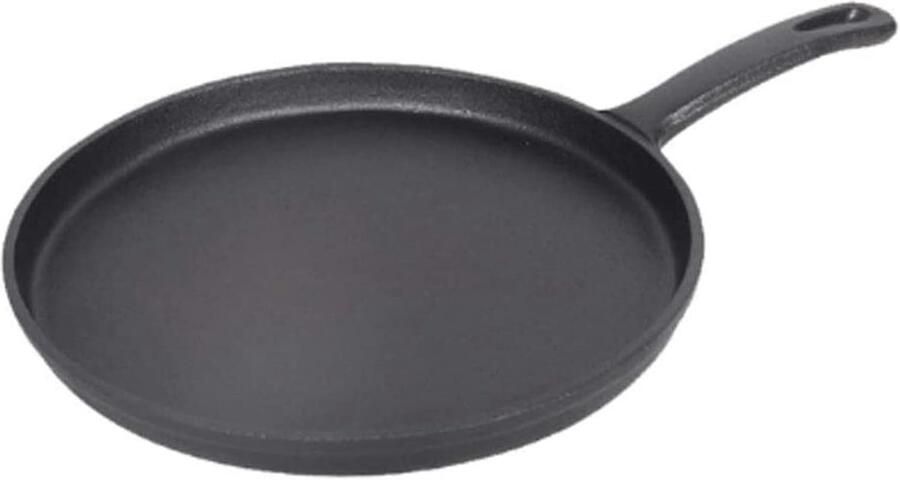 Gietijzeren Pan Platte Koekenpan Ontbijt Maken Antiaanbaklaag 26 cm Zwart