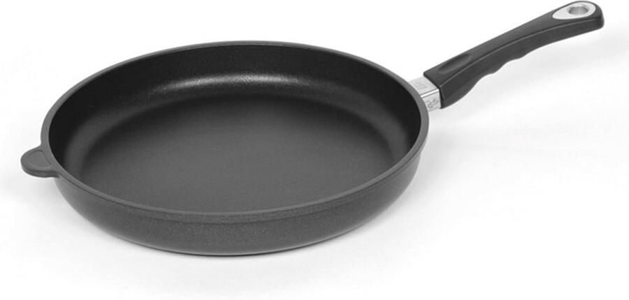 Gietijzeren Pan Platte Koekenpan Snel Bakken Handgegoten Aluminium Ø 28 cm Zwart