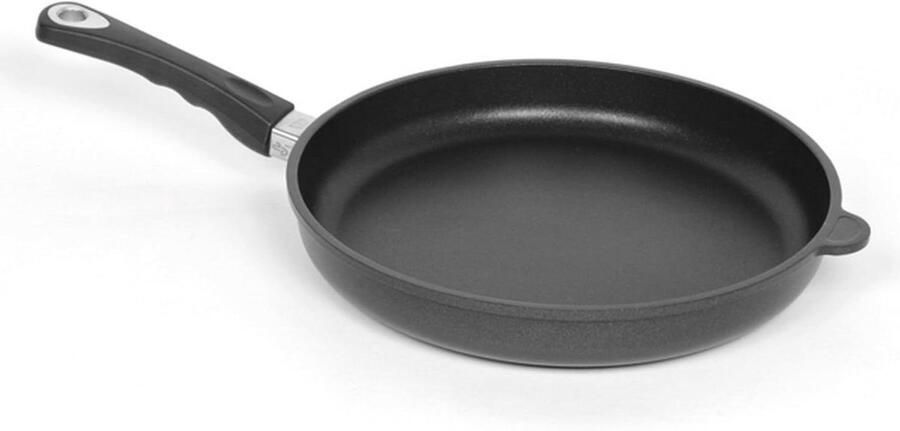 Gietijzeren Pan Platte Koekenpan Snel Bakken Handgegoten Aluminium Ø 28 cm Zwart