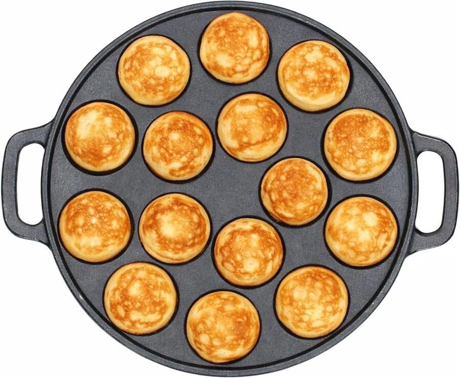 Gietijzeren Pan Poffertjesplaat Mini Kleine Snacks Bakken 15 Holtes Gelijkmatig Ø 24 cm Zwart