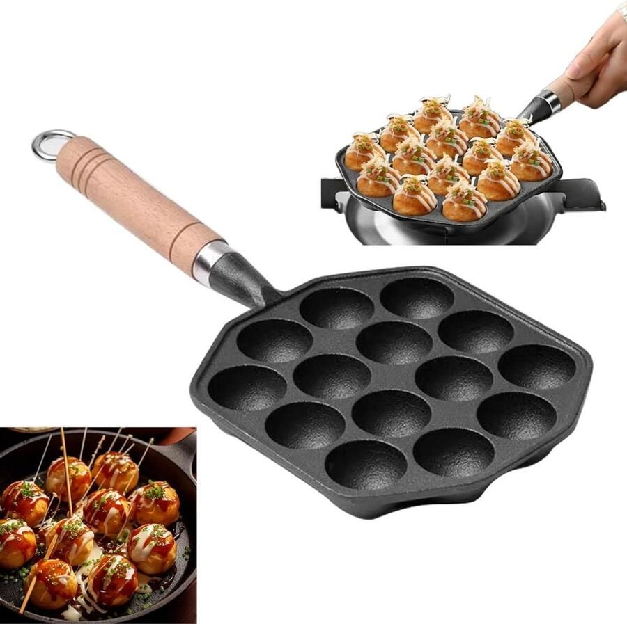Gietijzeren Pan Poffertjes Pan Snacks Maken 14 Holes 3.8cm Diameter Zwart