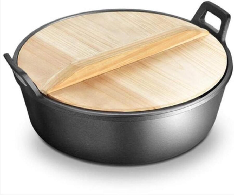 Gietijzeren Pan Soeppan Braadpan Koken en Braden Verdikking Vintage 30cm Zwart