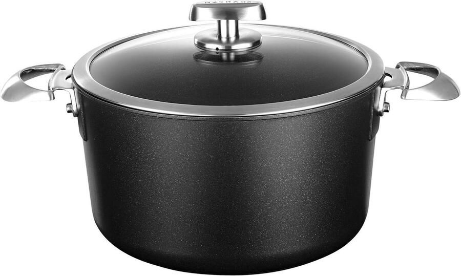 Gietijzeren Pan Stoofpan Braadpan Gezond Koken Keramisch Titanium Oppervlak 6 Liter Zwart
