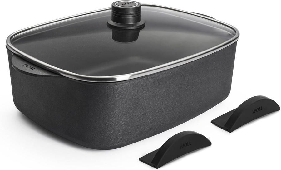 Gietijzeren Pan Stoofpan Braadpan Langzaam Garen Diamant XR Coating 31x26 cm Zwart