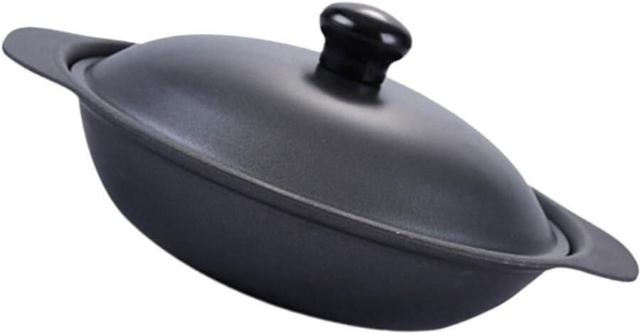 Gietijzeren Pan Stoofpan Braadpan Langzaam Garen Gelijkmatige Warmte 14 cm Breed Zwart