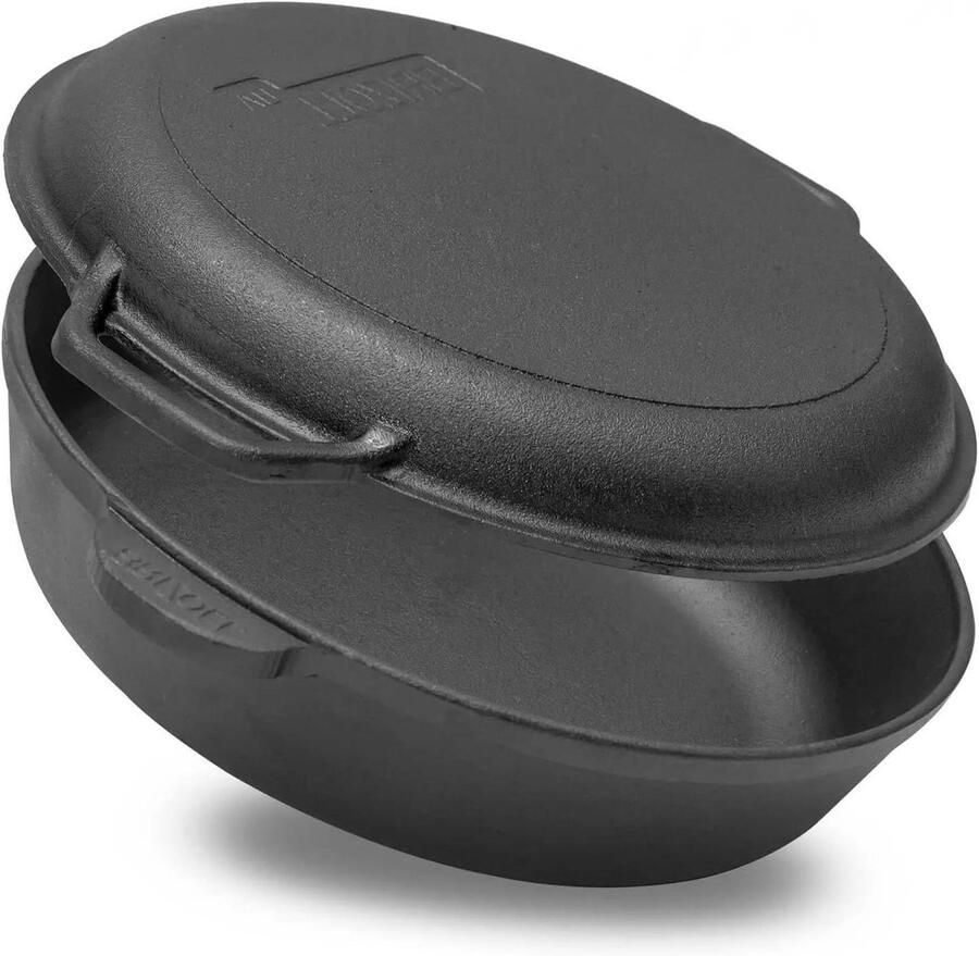 Gietijzeren Pan Stoofpan Braadpan Langzaam Garen Optimale Warmteverdeling 24 cm Zwart