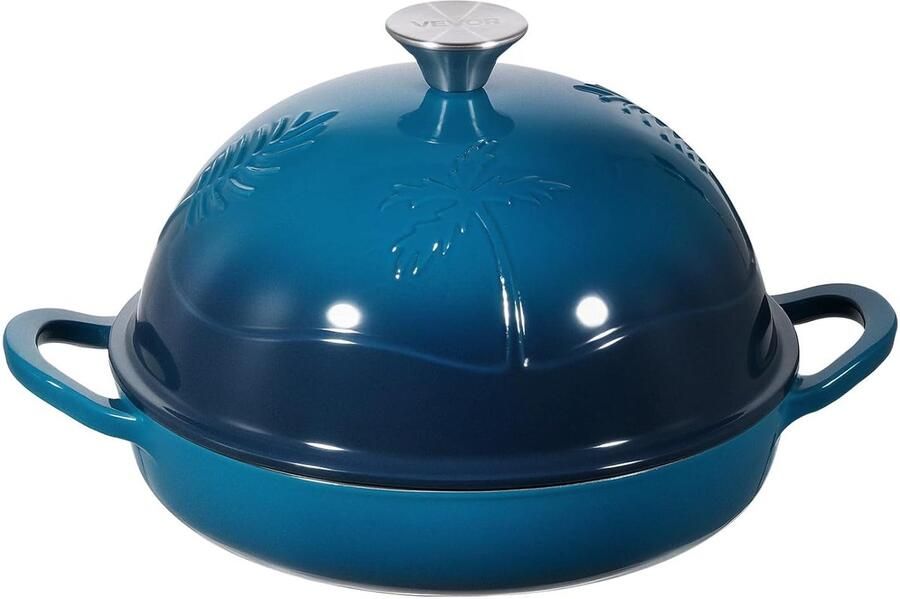 Gietijzeren Pan Stoofpan Deksel Brood Bakken Grote Capaciteit 5 Liter Blauw