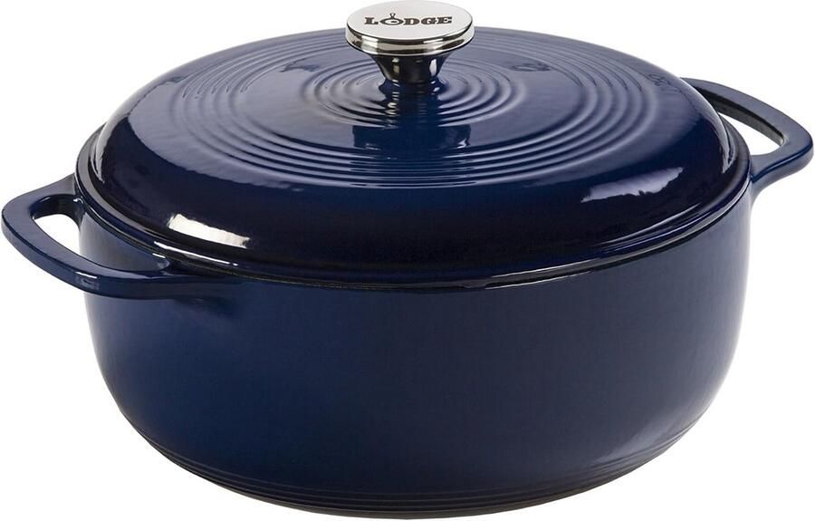 Gietijzeren Pan Stoofpan Deksel Langzaam Garen Geëmailleerd Oppervlak 6 Liter Zwart