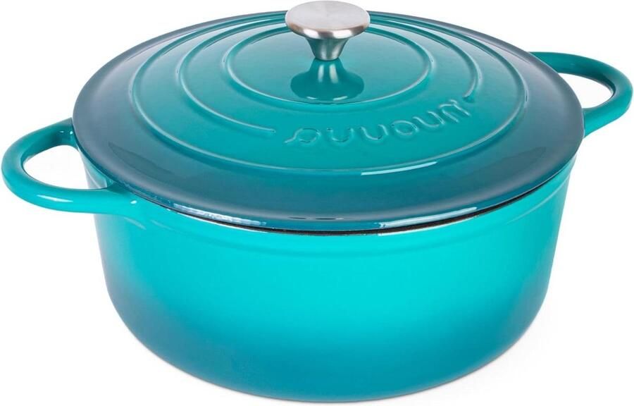 Gietijzeren Pan Stoofpan Emaille Langzaam Garen Gladde Emaille Laag 6.9L Groen