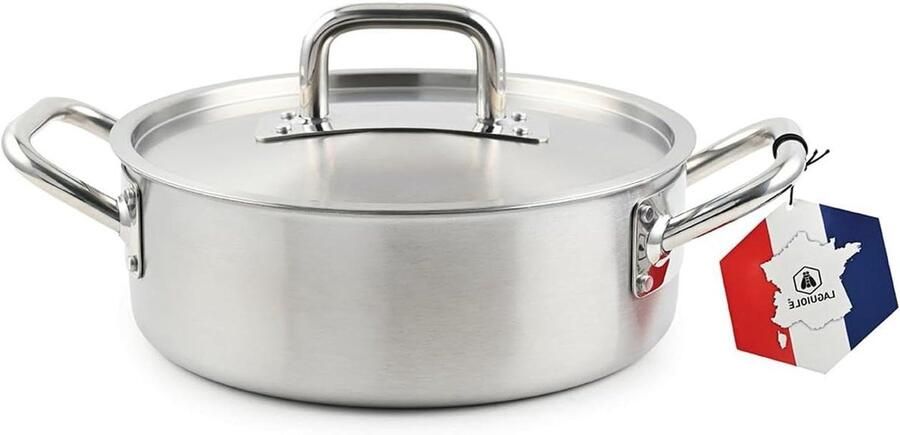 Gietijzeren pan Stoofpan Grote maaltijden Triplex constructie 6 Liter Zilver