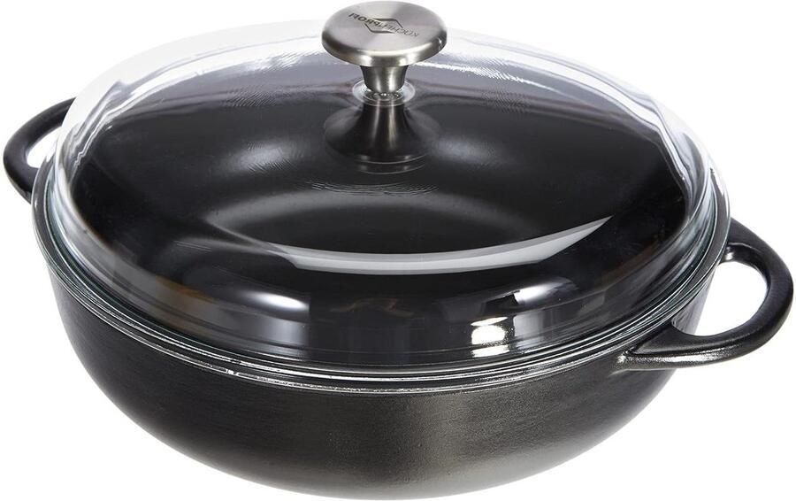Gietijzeren Pan Stoofpan Koekenpan Allround Koken Energiezuinig 28 cm Zwart