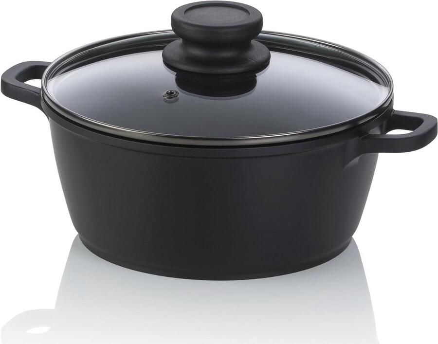 Gietijzeren Pan Stoofpan Koekenpan Gelijkmatig Koken Keramische Coating 20 cm 1.7 Liter Zwart