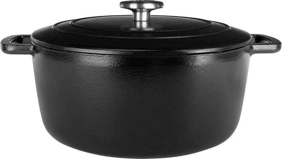 Gietijzeren Pan Stoofpan Koekenpan Lekkere Maaltijden Maken Gelijkmatige Warmteverdeling 28 cm 8 Liter Zwart
