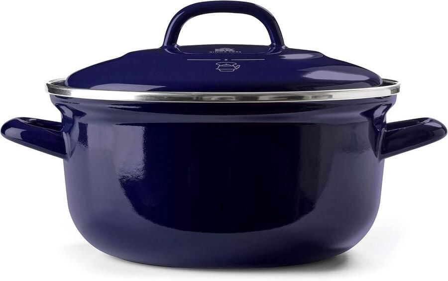 Gietijzeren Pan Stoofpan Kookpan Langzaam Garen Natuurlijke Antiaanbaklaag 5.5 Qt Blauw