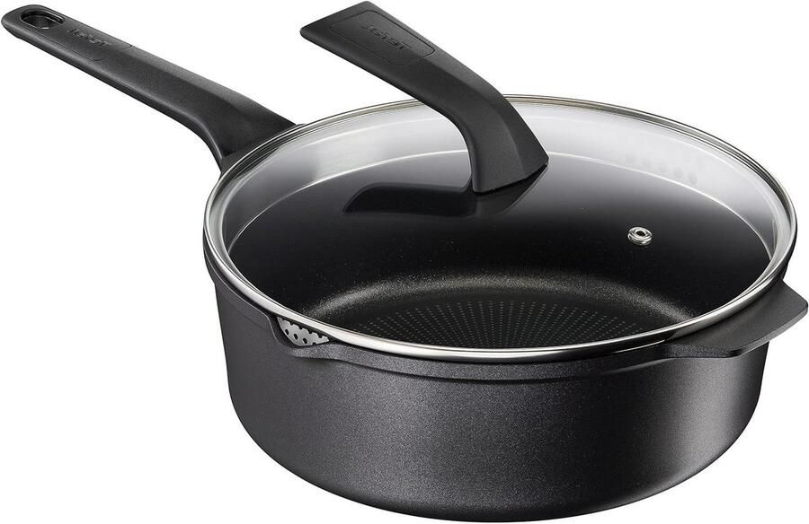 Gietijzeren Pan Stoofpan met Deksel Langzaam Garen Antiaanbaklaag 26 cm Zwart
