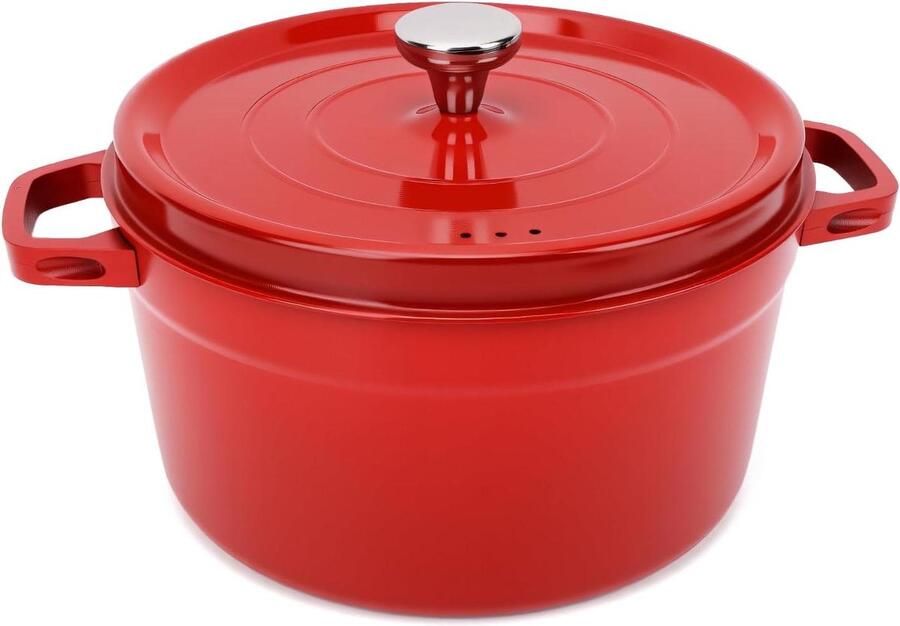 Gietijzeren Pan Stoofpan met deksel Langzaam Koken Gouden Condensatiepunt 3.8 Liter Zwart