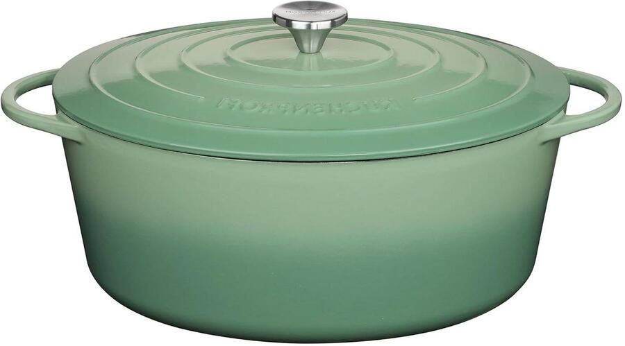 Gietijzeren Pan Stoofpan Ovenschaal Langzaam Garen Gelijkmatige Warmte 35 cm Jade