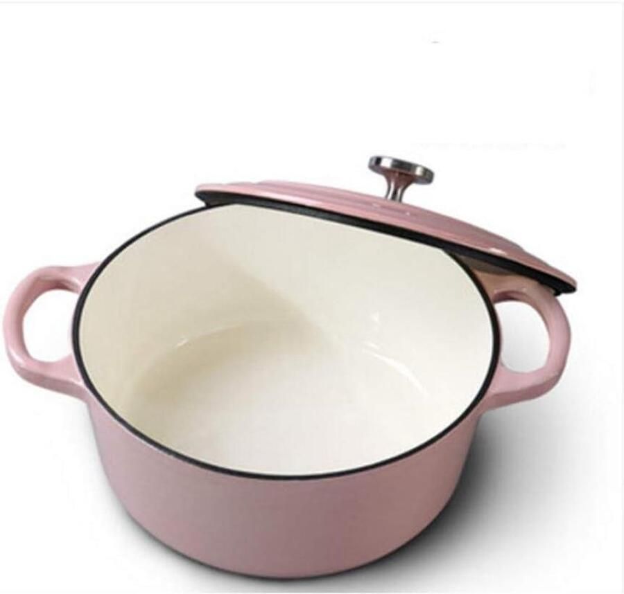 Gietijzeren Pan Stoofpan Soeppan Koken en Stoven Geëmailleerde Coating 24 cm Zwart