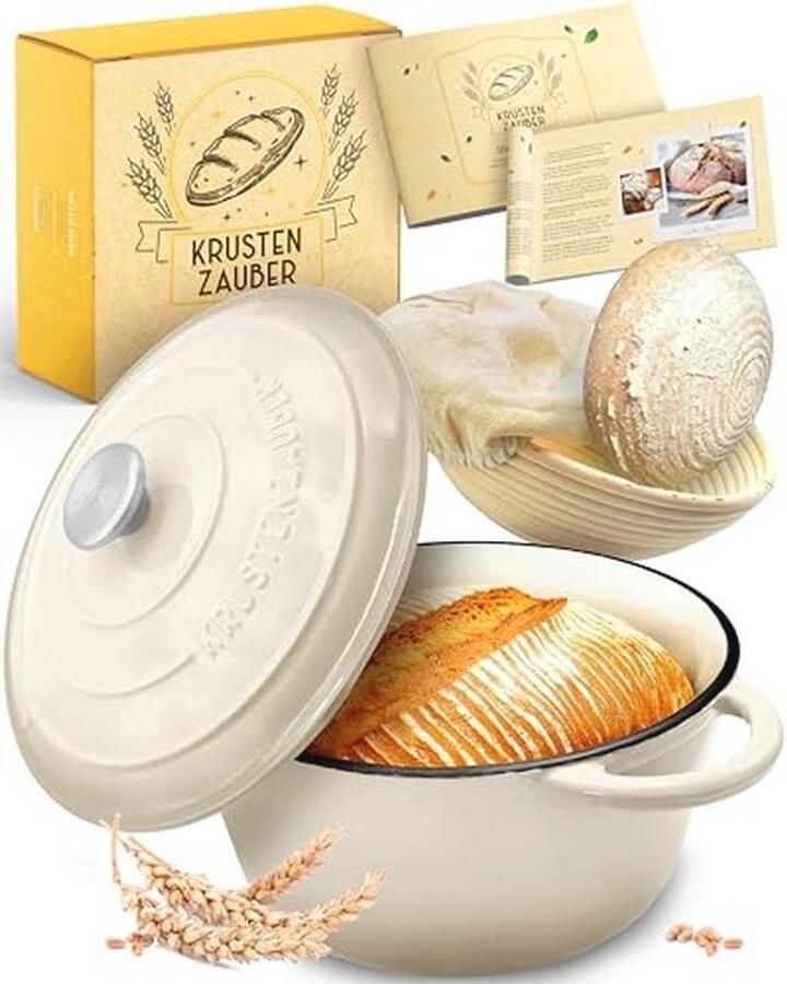 Gietijzeren Pan voor Brood Bakken met Gistmand en Accessoires 26 cm