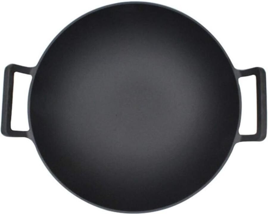 Gietijzeren Pan Wok Koekenpan Koken en Bakken Fysiek Non-stick 36 cm Diameter Zwart