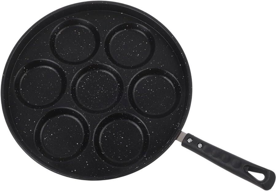Gietijzeren Pannenkoekenpan 7-putjes pan poffertjespan Kleine pannenkoeken bakken Gelijkmatige warmteverdeling 205 cm Zwart