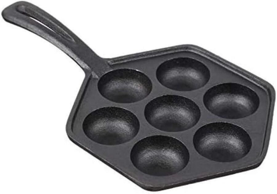 Gietijzeren Pannenkoekenpan Aebleskiver Pan Gebak Maken Antiaanbaklaag 30 x 17 cm Zwart
