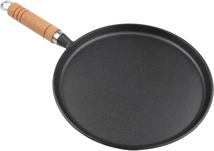 Gietijzeren Pannenkoekenpan Crêpepan Koekenpan Pannenkoeken Bakken Gelijkmatige Warmteverdeling 26 cm Zwart