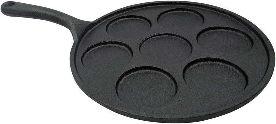 Gietijzeren Pannenkoekenpan Crêpespan Braadpan Pannenkoeken Bakken Zeven Pannenkoeken Tegelijk 23 cm Zwart