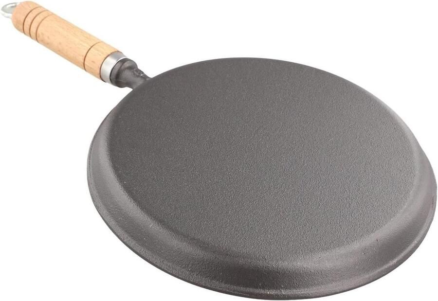 Gietijzeren pannenkoekenpan Koekenpan met hout Thuis koken Verdikt materiaal 23 cm Zwart