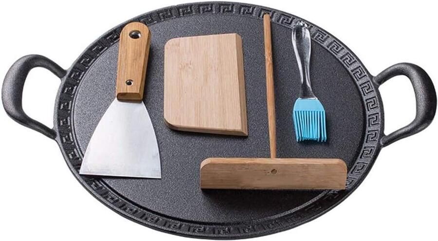 Gietijzeren Pannenkoekpan Crêpe Pan Lekkere Pannenkoeken Maken Uniforme Warmteoverdracht 32cm Diameter Zwart