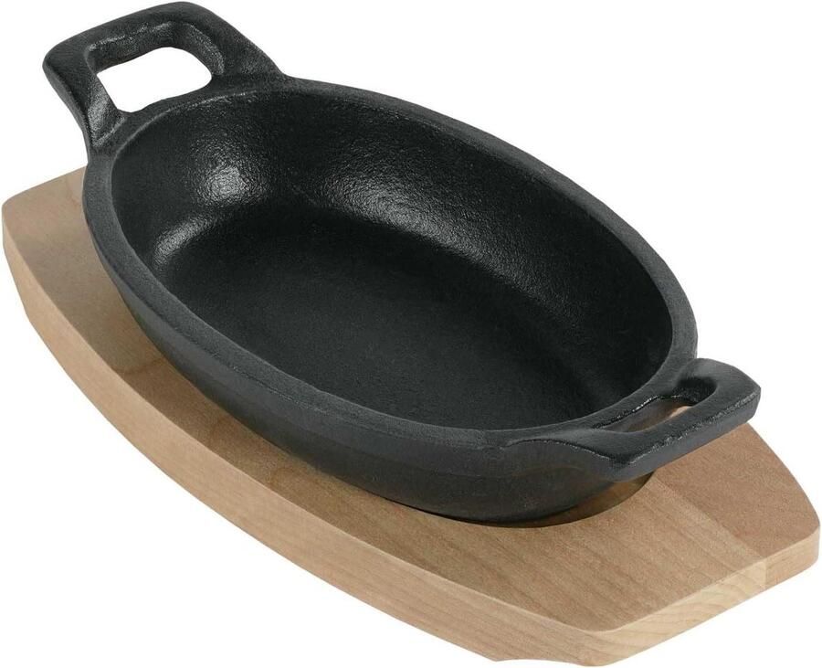 Gietijzeren Pannetje Mini Koekenpan Koken en Serveren Handgesmeed Emaille 14 x 9 cm Zwart