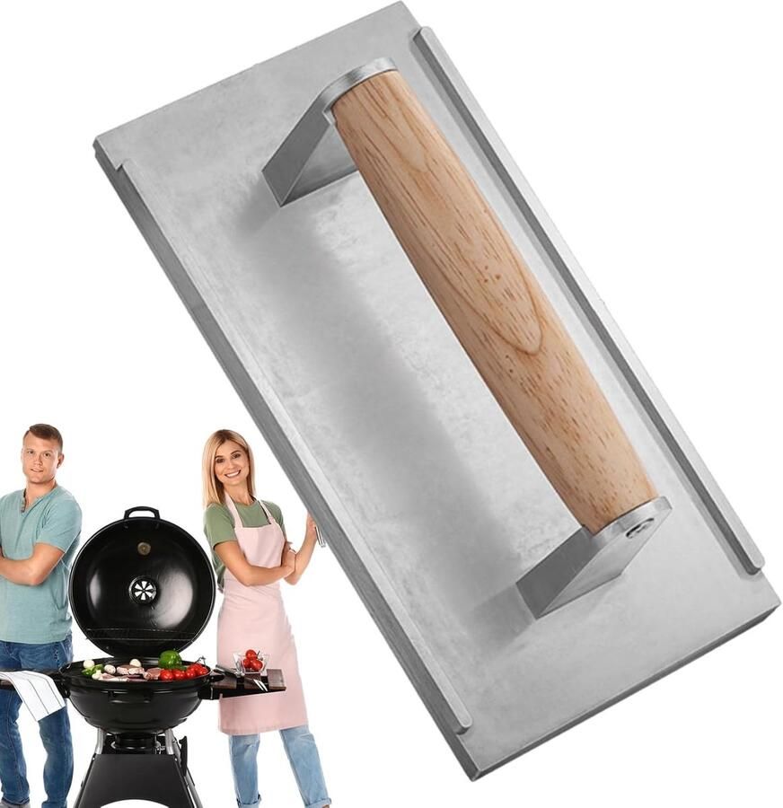 Gietijzeren pers Burger pers Grillplaat gebruik Robuust gegoten aluminium 215 x 11 x 6cm