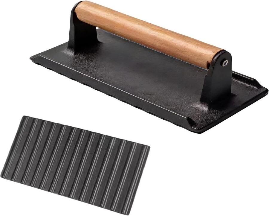 Gietijzeren pers Burger smasher Grillen en bakken Zware uitvoering 16 cm Zwart