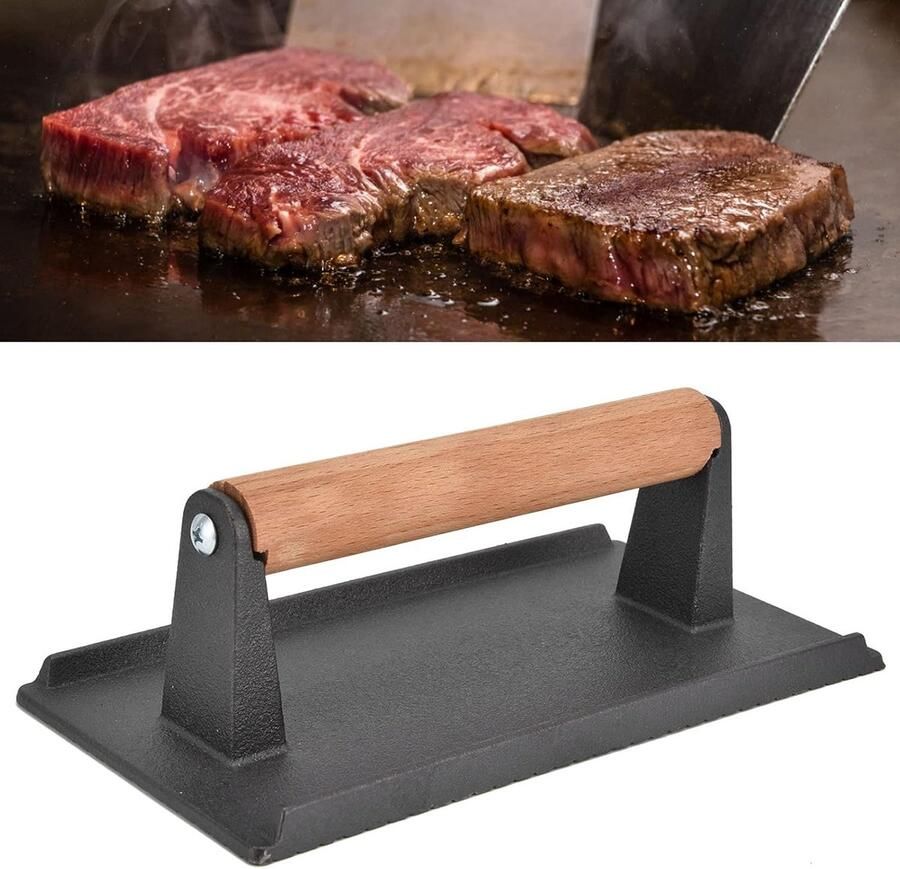 Gietijzeren Pers Grill Pers Gewicht Buiten Grillen Verdeelt Warmte Gelijkmatig 20 x 12 x 8 cm