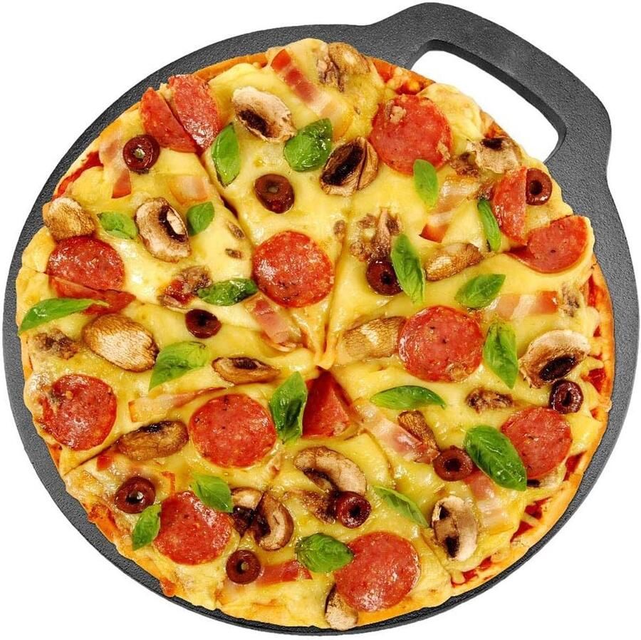 Gietijzeren Pizzaplaat Bakplaat Oven Pizza Brood Bakken Gelijkmatige Warmte Niet gespecificeerd Zwart