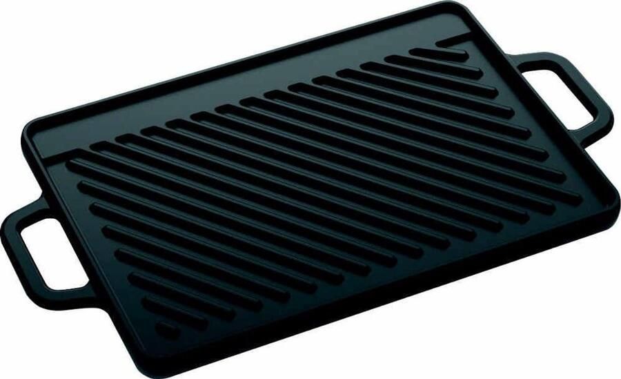 Gietijzeren Plaat Omkeerbare Grillplaat Barbecueën Dubbelzijdig Gebruik 20 x 30 cm Zwart