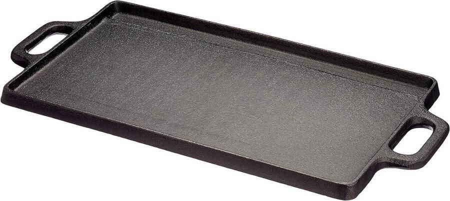 Gietijzeren Plancha Bakplaat Grill Buiten Koken Dubbelzijdig Gebruik 38 x 23 cm Zwart