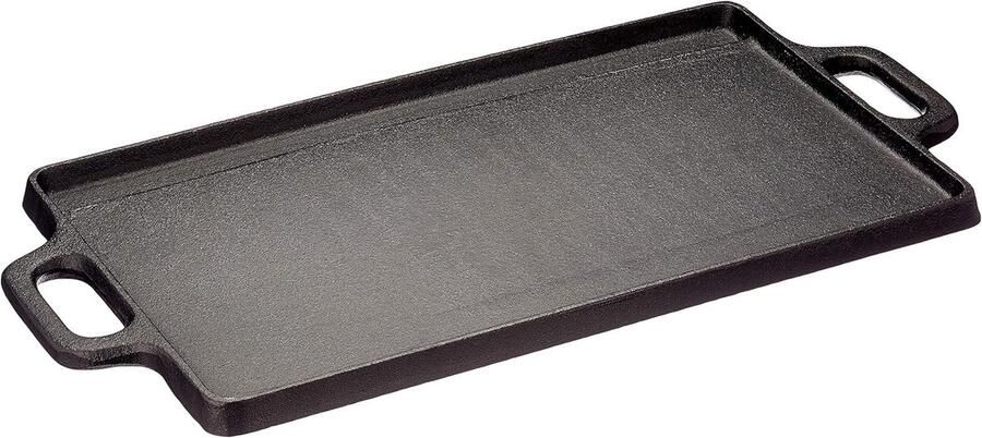 Gietijzeren Plancha Bakplaat Grill Buiten koken Dubbelzijdig te gebruiken 38 x 23 cm Zwart