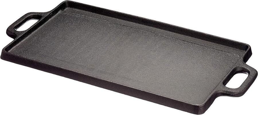 Gietijzeren Plancha Bakplaat Grill Buiten Koken Dubbelzijdig Gebruik 38x23 cm Zwart