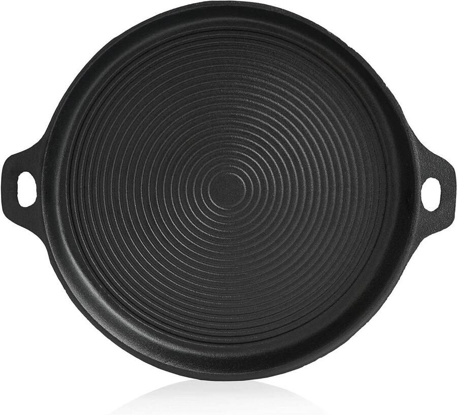 Gietijzeren Plancha Grillplaat Rond Buiten Koken Al Ingebrand Ø 35 cm Zwart