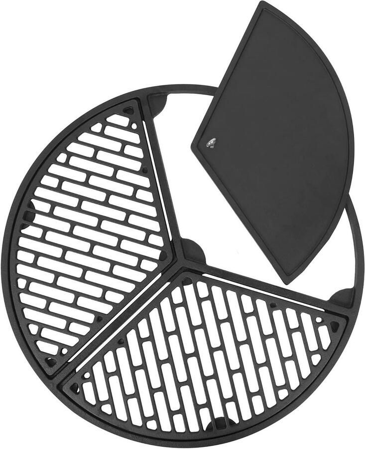 Gietijzeren Plancha Set Grillplaat Rooster Buiten Koken Modulair 4-delig Ø 545 cm Zwart