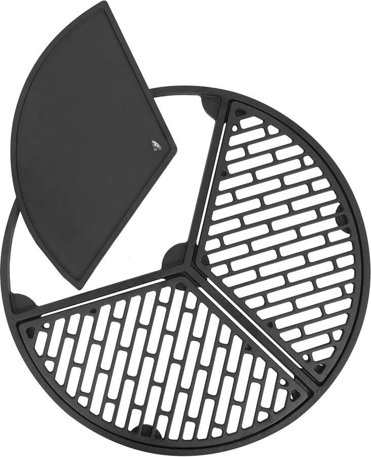 Gietijzeren Plancha Set Grillrooster Plaat Buiten Koken Verwisselbare Inzetstukken Ø 545 cm Zwart