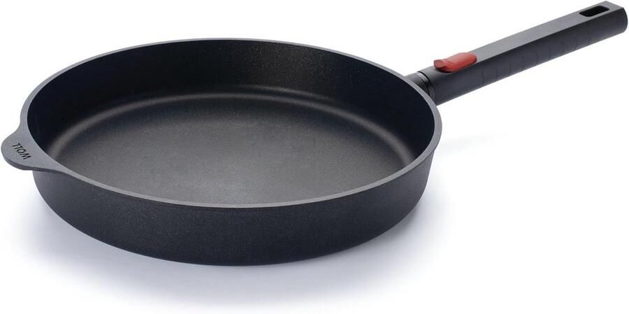 Gietijzeren Platte Pan Inductie Koekenpan Scherp Aanbraden Afneembare Steel Ø 28 cm Zwart