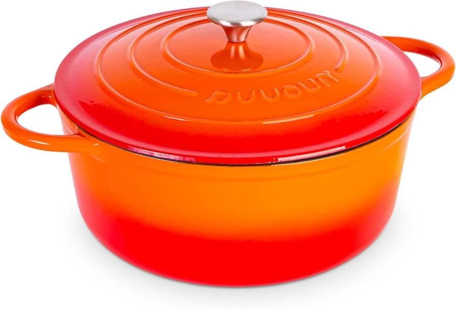 Gietijzeren Pot Braadpan Deksel Langzaam Koken Geëmailleerde Coating 69 Liter Oranje