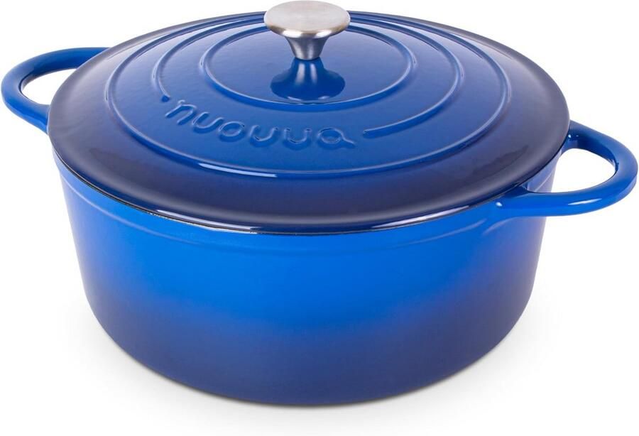 Gietijzeren Pot Braadpan Deksel Langzaam Koken Geëmailleerde Coating 69L Blauw