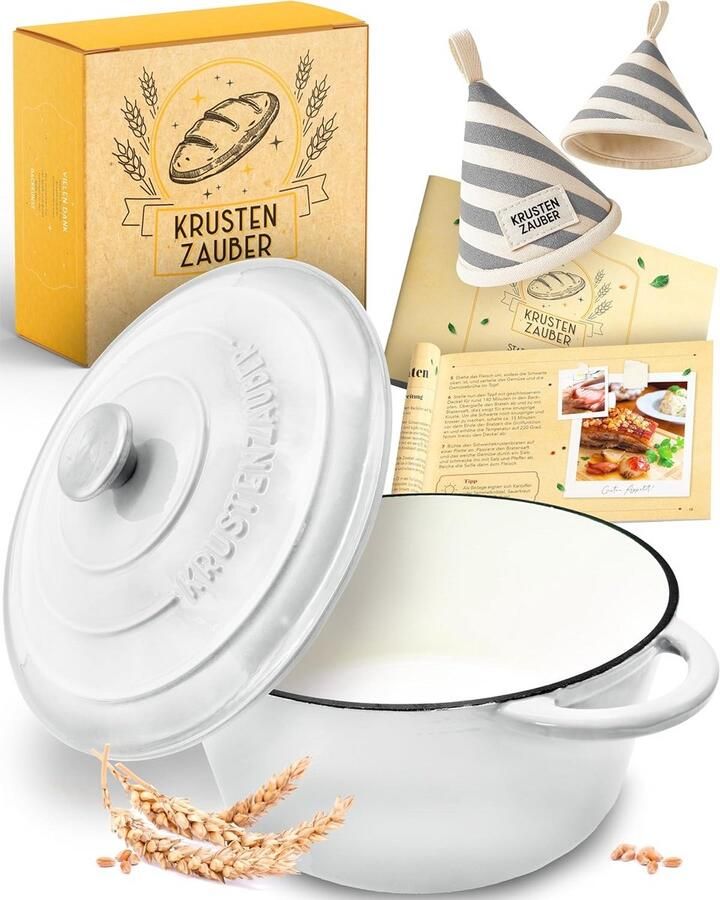 Gietijzeren Pot Brood Bakvorm Brood Bakken Met Deksel 31 cm Wit